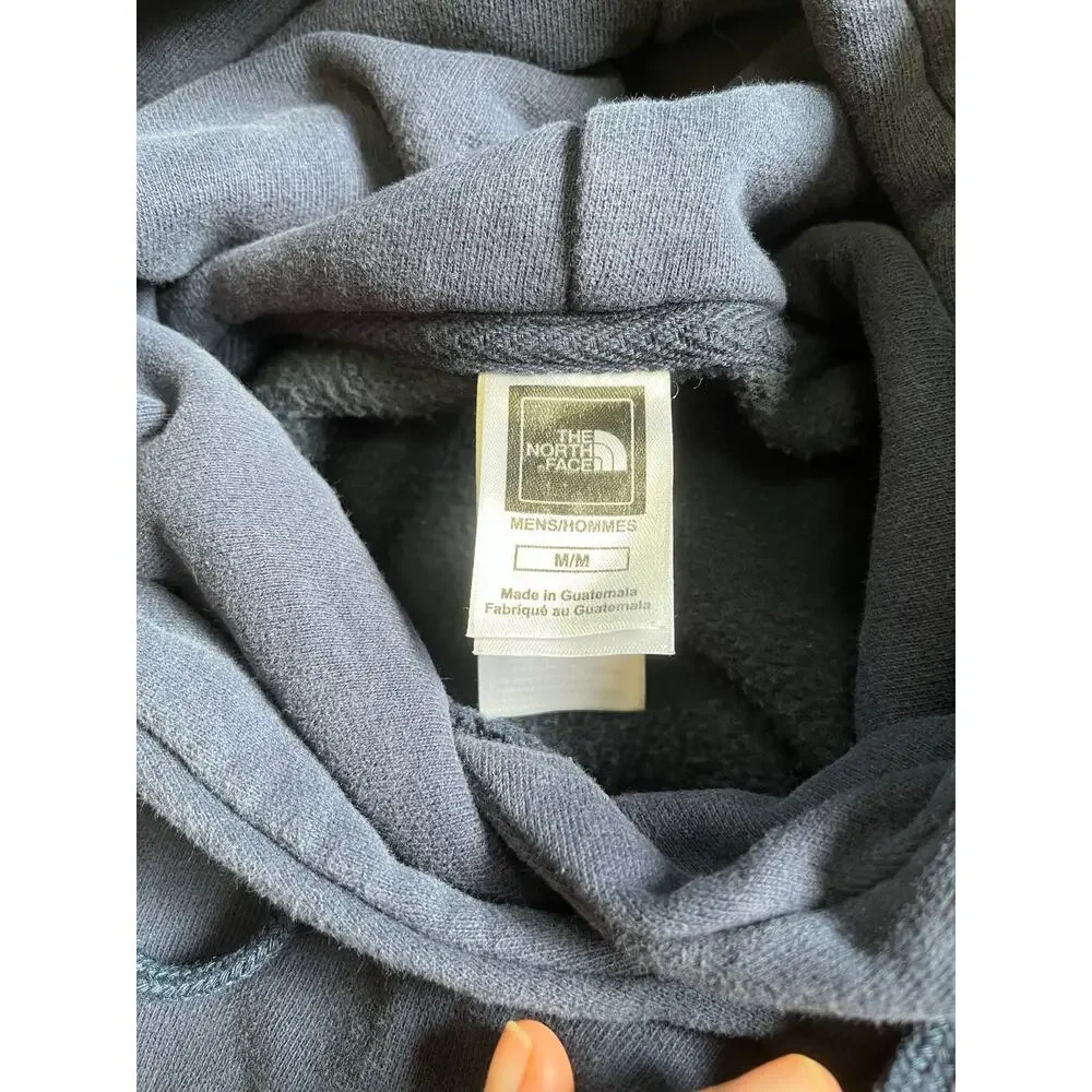 The North Face Men's Size Medium Spell Out Logo Blue Hoodie Hooded Sweatshirt - Picture 4 of 7